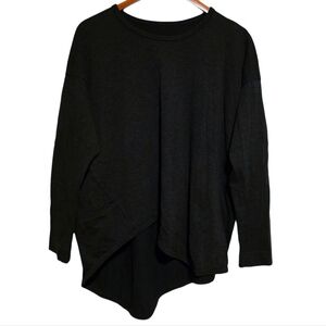 Tamaki Niime Asymmetrical Long Sleeve Top in Black/Grey Stripe OS